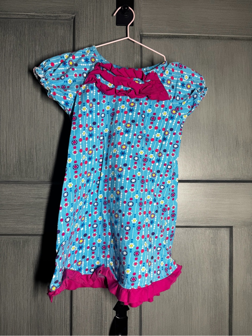Hanna Andersson Girls 5-6 Blue Floral Ruffle Dress